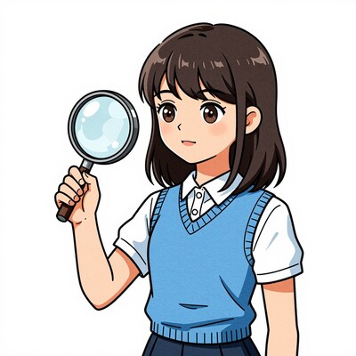 Anime girl with magnifying glass