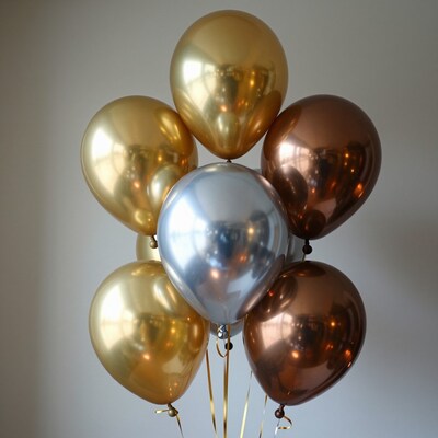 Metallic Gold Silver Brown Balloons