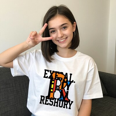 Smiling girl in white graphic tee