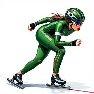 Female Speed Skater in Green