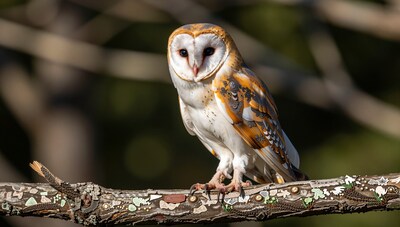Barn Owl on Ornate Branch