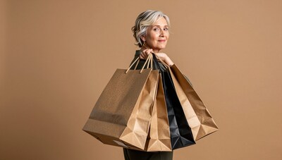 Senior woman with shopping bags