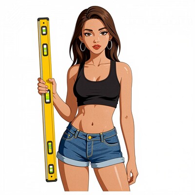 Woman Holding Level Tool