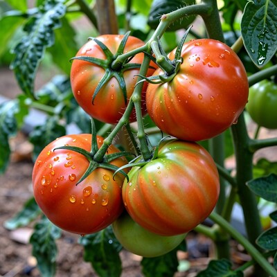 Ripe tomatoes on vine