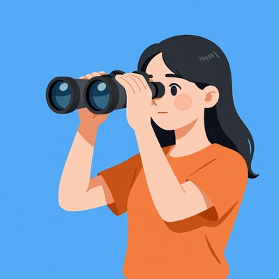 Girl with binoculars illustration