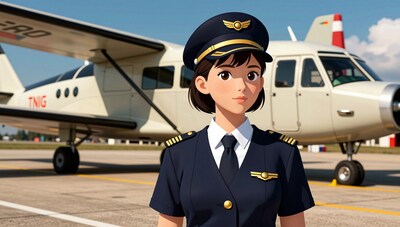 Female Pilot in Uniform