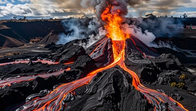 Erupting Volcano Lava Flow