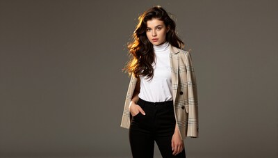 Woman in Plaid Blazer