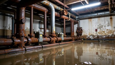 Flooded Industrial Basement Pipes