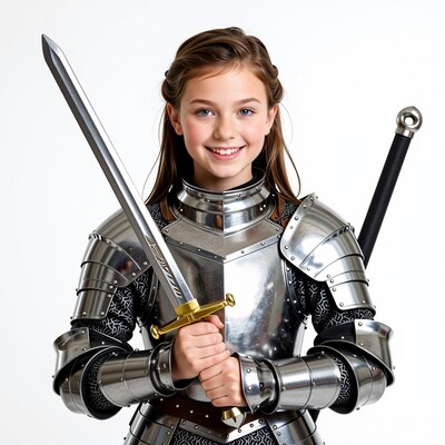 Girl in Knight Armor with Sword