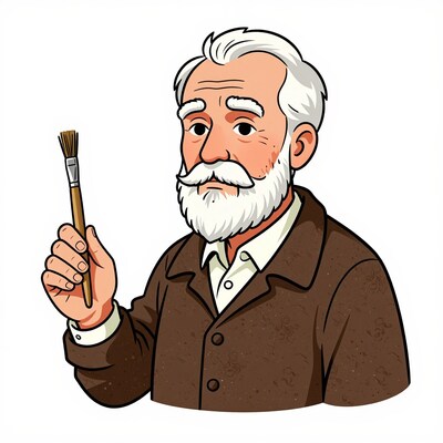 Elderly Artist with Paintbrush