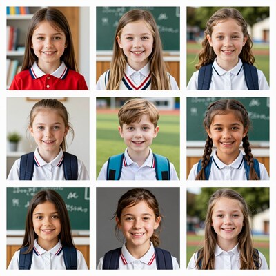 Happy school children portraits