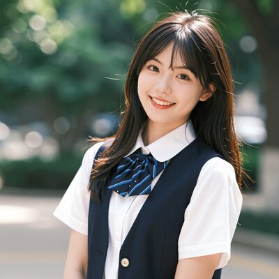 Smiling Japanese schoolgirl in uniform