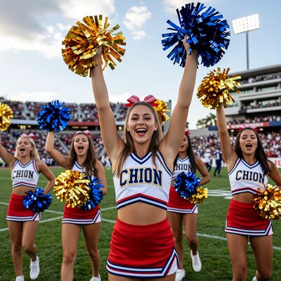 Cheerleaders with Pom Poms