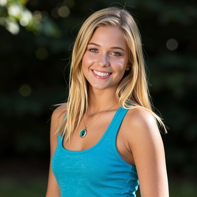 Smiling blonde woman portrait