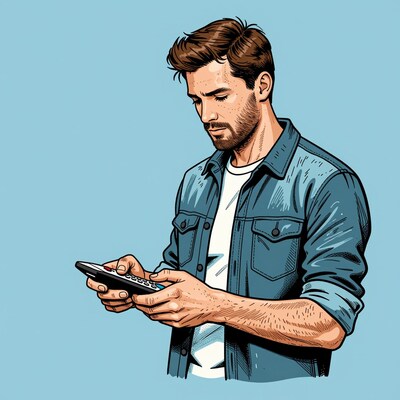Man using calculator
