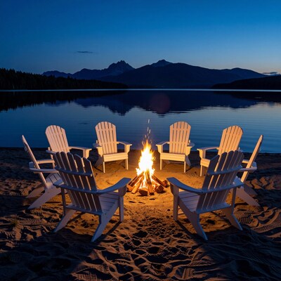 Campfire by Lake at Dusk