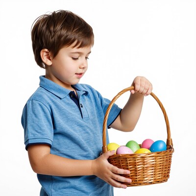 Boy with Easter egg basket