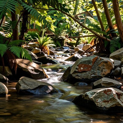 Forest Stream with Ferns