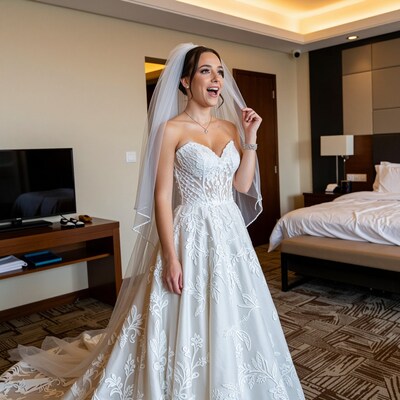 Bride in White Wedding Dress