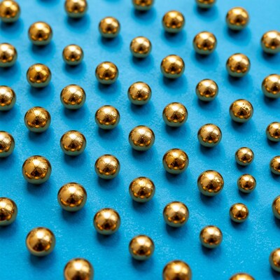 Golden Spheres on Blue