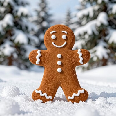 Gingerbread Man in Snow