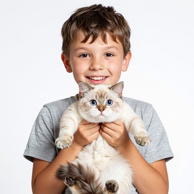 Boy holding cat