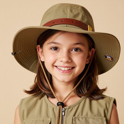 Smiling girl in safari hat