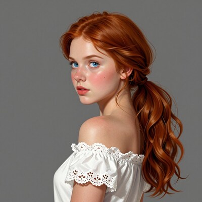 Redhead girl with blue eyes