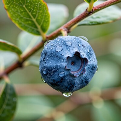 Fresh Blueberry with Water Drops