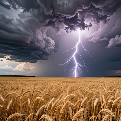 Lightning Storm Over Wheat Field