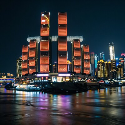 Chongqing Raffles City Night Skyline