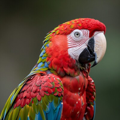 Scarlet Macaw Parrot Closeup