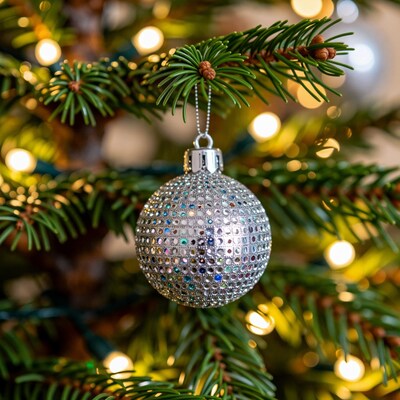 Silver Jeweled Christmas Ornament