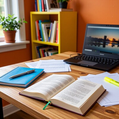 Study Desk with Laptop and Books