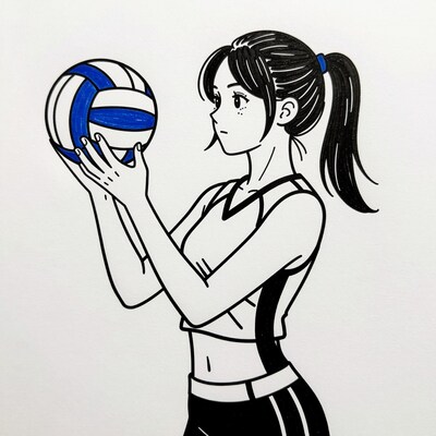 Anime girl volleyball player