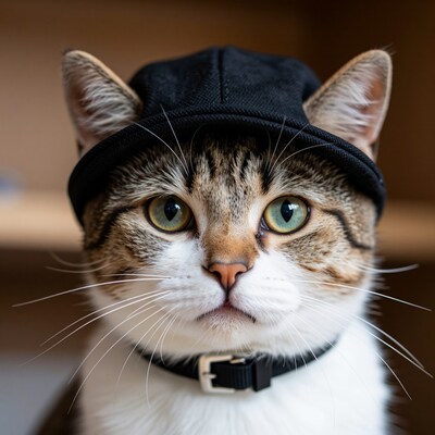 Cat Wearing Black Cap