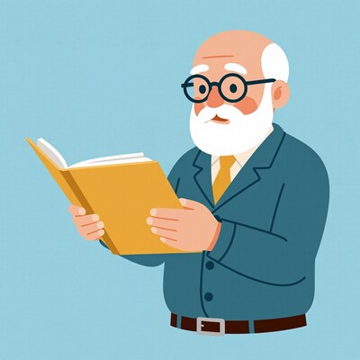 Elderly Man Reading Book