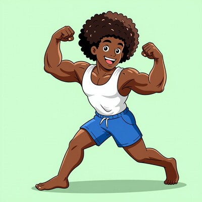 Cartoon muscular black man