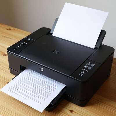 Black Printer Printing Document