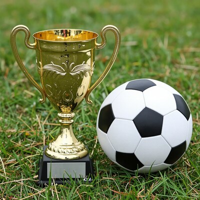 Golden Soccer Trophy with Ball