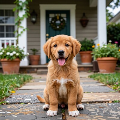 Golden Retriever Puppy on Porch
