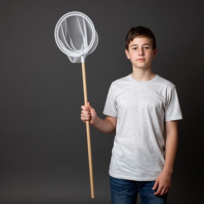 Boy holding butterfly net