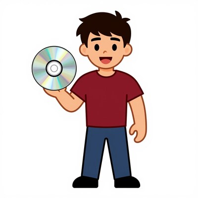 Boy holding CD
