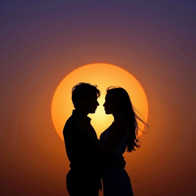 Silhouette Couple at Sunset