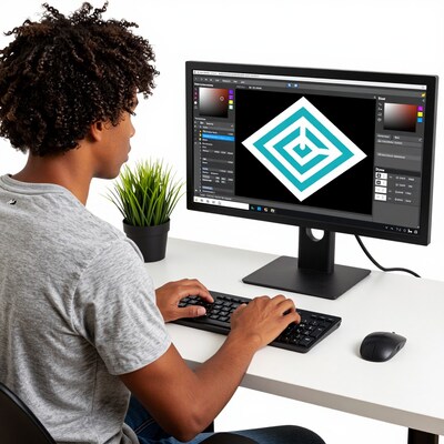 Graphic designer creating logo