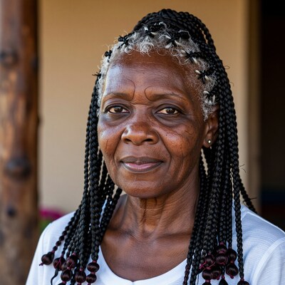Elderly African Woman with Braids