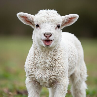 Cute White Lamb Smiling