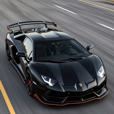 Black Lamborghini Aventador Speeding