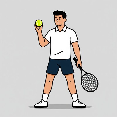 Man with tennis racket and ball